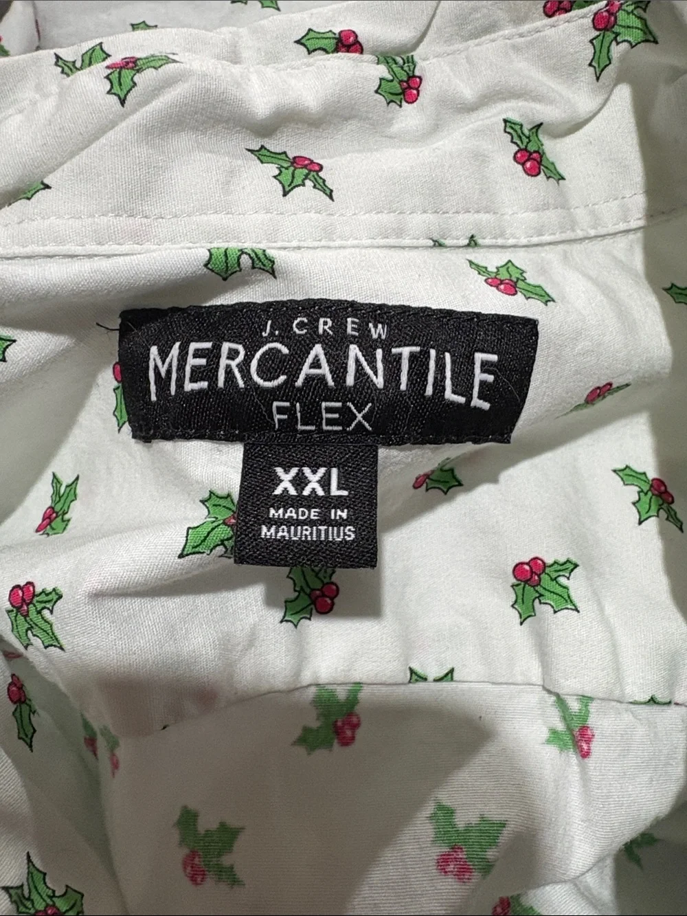 J.Crew White Holly Print Short-Sleeve Button-Up Shirt size XXL